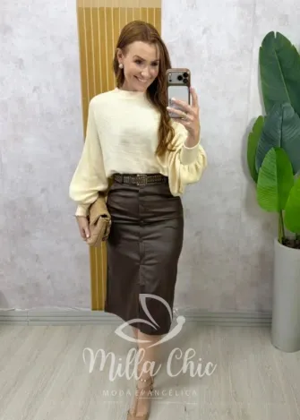 Milla Chic - Saia Antonella em sarja resinada - Bordô (cópia)
