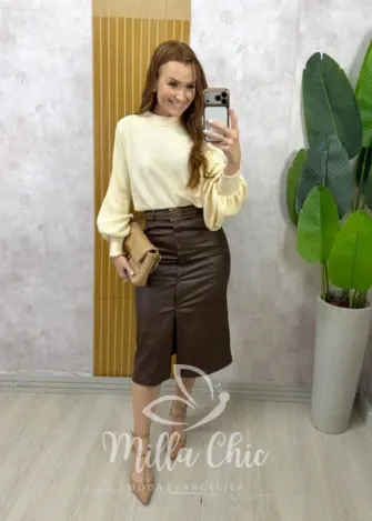 Milla Chic - Saia Antonella em sarja resinada - Bordô (cópia)