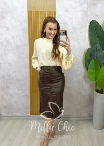 Milla Chic - Saia Antonella em sarja resinada - Bordô (cópia)