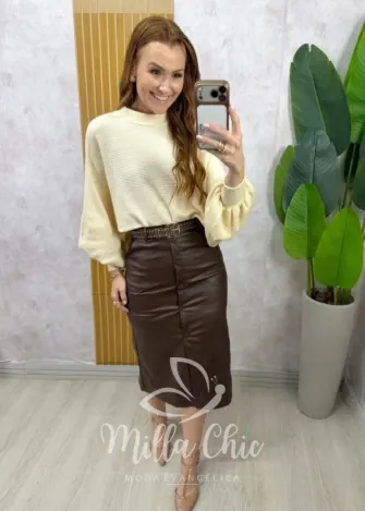 Milla Chic - Saia Antonella em sarja resinada - Bordô (cópia)