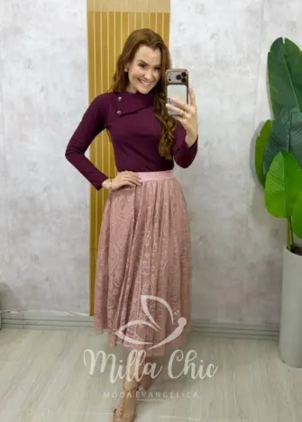 Milla Chic - Saia Brenda em renda - Preta (cópia)