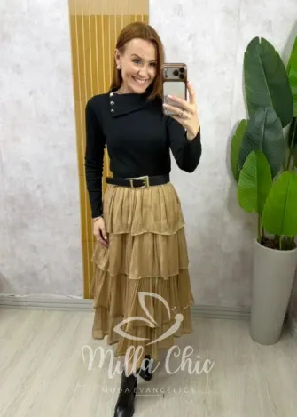 Milla Chic - Saia Emilia Acetinada - Caramelo