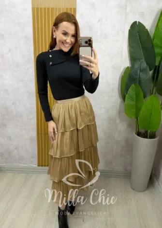 Milla Chic - Saia Emilia Acetinada - Caramelo
