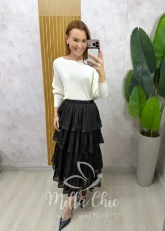 Milla Chic - Saia Emilia Acetinada - Preta