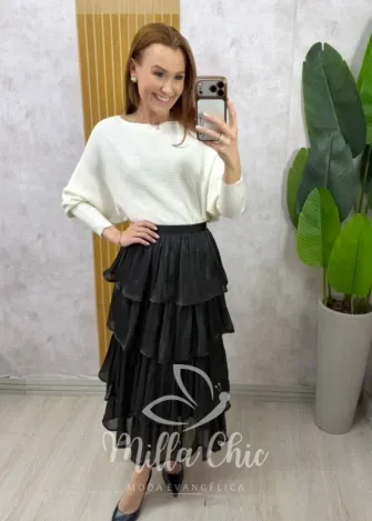Milla Chic - Saia Emilia Acetinada - Preta