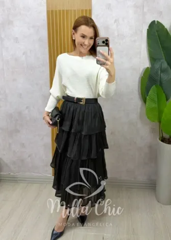 Milla Chic - Saia Emilia Acetinada - Preta