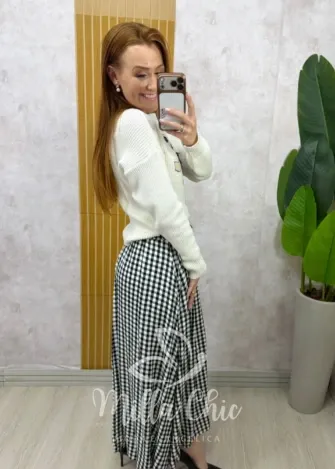 Milla Chic - Saia Lauren Xadrez - P&B