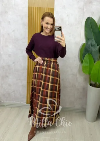 Milla Chic - Saia Lauren Xadrez - Preta (cópia)