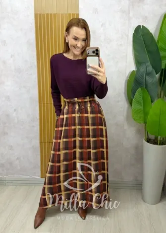 Milla Chic - Saia Lauren Xadrez - Preta (cópia)