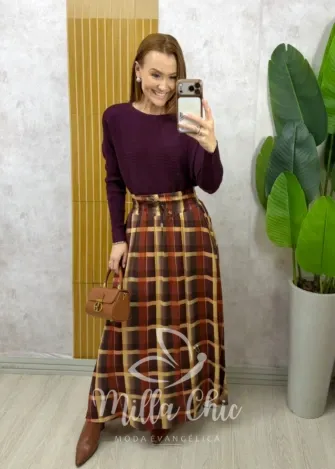 Milla Chic - Saia Lauren Xadrez - Preta (cópia)