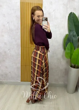 Milla Chic - Saia Lauren Xadrez - Preta (cópia)