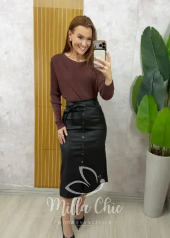 Milla Chic - Saia Marcella Resinada - Preta
