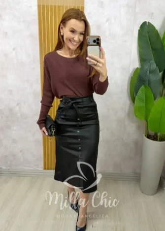 Milla Chic - Saia Marcella Resinada - Preta