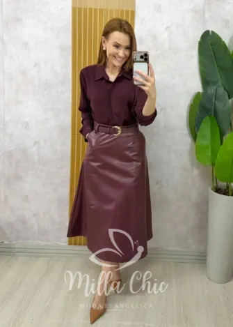 Milla Chic - Saia Valentina em P.U - Marrom (cópia)