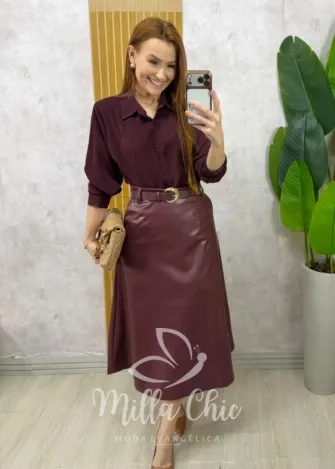 Milla Chic - Saia Valentina em P.U - Marrom (cópia)