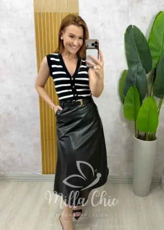 Milla Chic – Saia Valentina em P.U – Preta Milla Chic - Saia Valentina em P.U - Preta