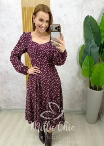 Milla Chic - Vestido Cléo manga longa - Açaí