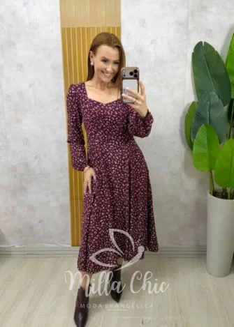 Milla Chic - Vestido Cléo manga longa - Açaí