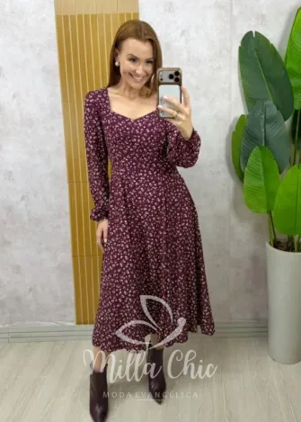 Milla Chic - Vestido Cléo manga longa - Açaí