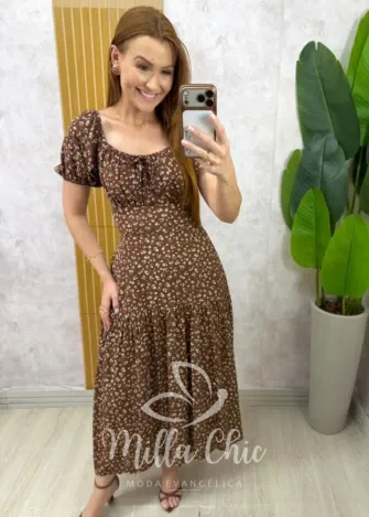 Milla Chic - Vestido Érica - Marrom