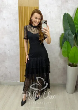 Milla Chic - Vestido Giuliane em renda - Preto