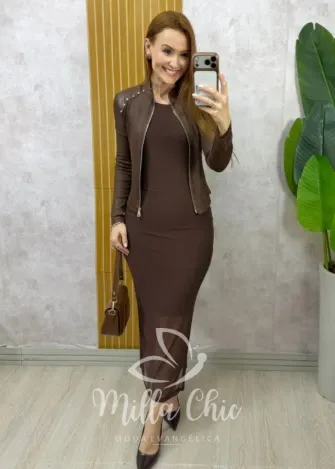 Milla Chic - Vestido Hilda em tule - Marrom
