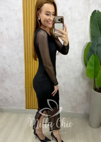 Milla Chic - Vestido Hilda em tule - Marrom (cópia)