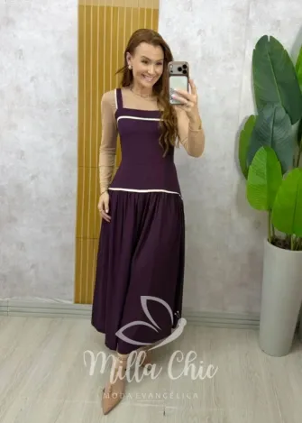 Milla Chic - Vestido Salopete Natália - Marrom (cópia)