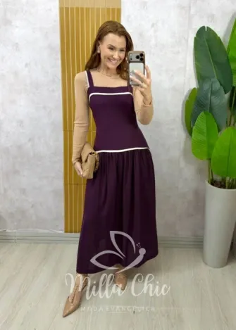 Milla Chic - Vestido Salopete Natália - Marrom (cópia)