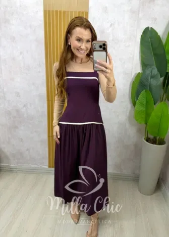 Milla Chic - Vestido Salopete Natália - Marrom (cópia)
