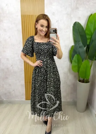 Milla Chic - Vestido Thassia Em Viscolinho - Cherry (cópia)