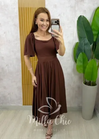 Milla Chic - Vestido Thassia Em Viscolinho - Pistache Estampado (cópia)