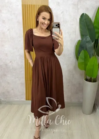 Milla Chic - Vestido Thassia Em Viscolinho - Pistache Estampado (cópia)