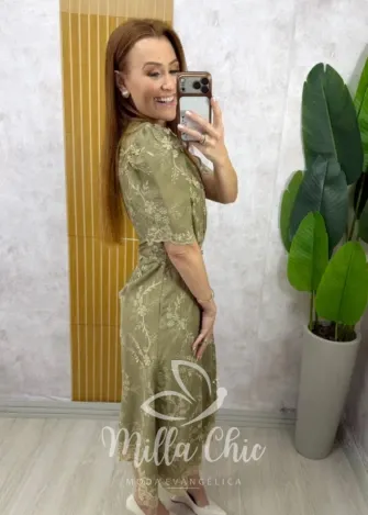 Milla Chic - Vestido Viviane em Lesie algodão - TerraCota (cópia)