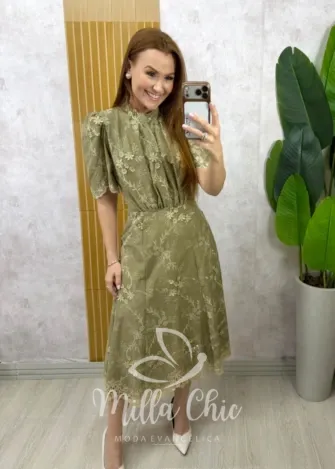 Milla Chic - Vestido Viviane em Lesie algodão - TerraCota (cópia)