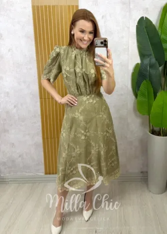 Milla Chic - Vestido Viviane em Lesie algodão - TerraCota (cópia)
