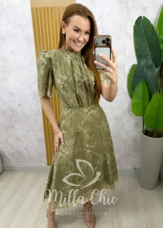 Milla Chic - Vestido Viviane em Lesie algodão - TerraCota (cópia)