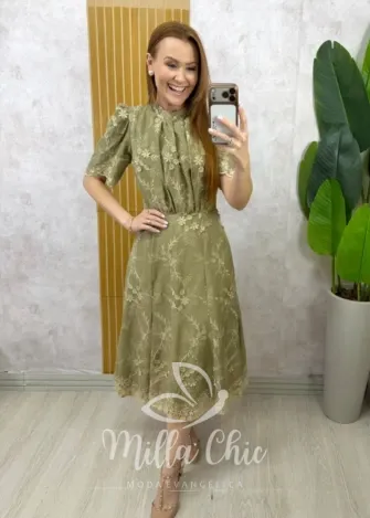 Milla Chic - Vestido Viviane em Lesie algodão - TerraCota (cópia)