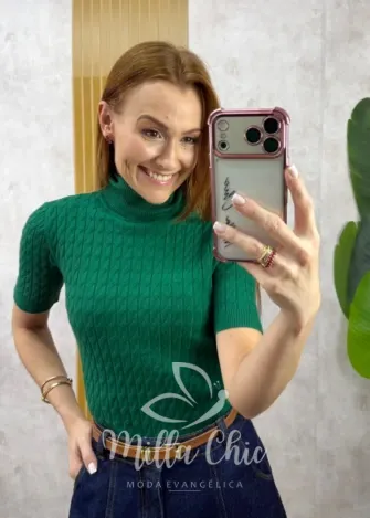 Milla Chic - Blusa cacharel Maitê em Tricot - Bege Claro (cópia)