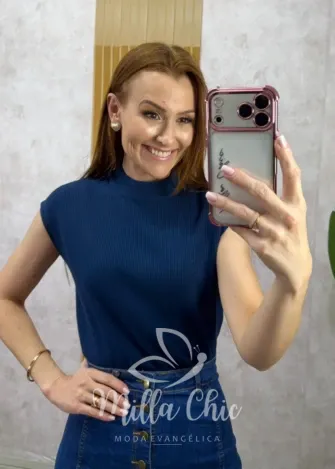 Milla Chic - Blusa Catarina em Tricot - Azul