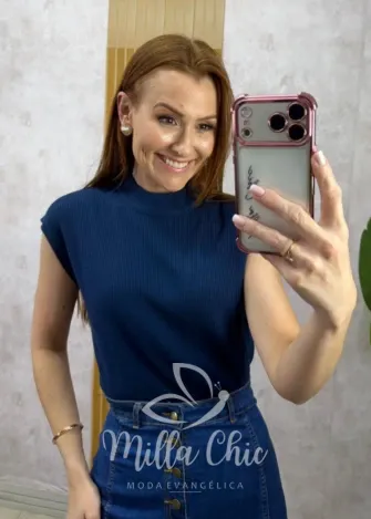 Milla Chic – Blusa Catarina em Tricot – Azul Milla Chic - Blusa Catarina em Tricot - Azul