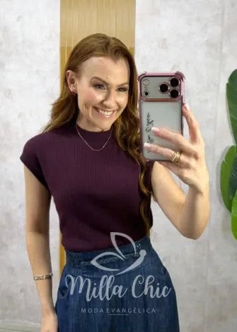 Milla Chic - Blusa Catarina em Tricot - Azul (cópia)