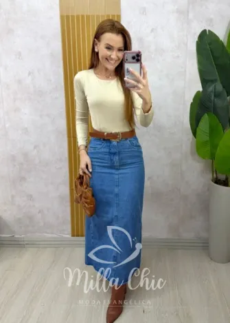 Milla Chic - Blusa Diana em poliamida - Champagne