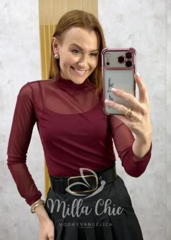 Milla Chic - Blusa Eloise Tule Chic - Cherry