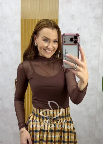 Milla Chic - Blusa Eloise Tule Chic - Marrom