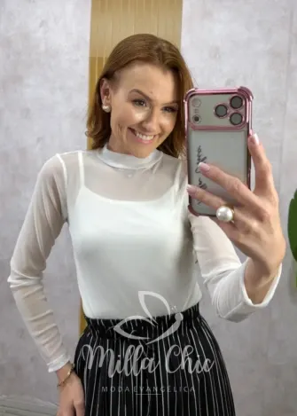 Milla Chic - Blusa Eloise Tule Chic - Marrom (cópia)