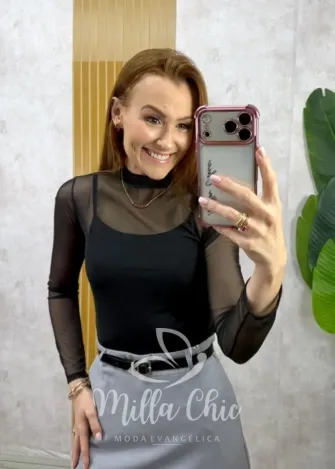 Milla Chic - Blusa Eloise Tule Chic - Preta