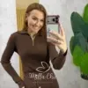 Milla Chic - Blusa Lídia em Tricot manga longa - Marrom