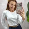 Milla Chic - Blusa Térmica Importada Aurélie Gola Redonda - Branca