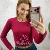 Milla Chic - Blusa Térmica Importada Aurélie Gola Redonda - Cherry